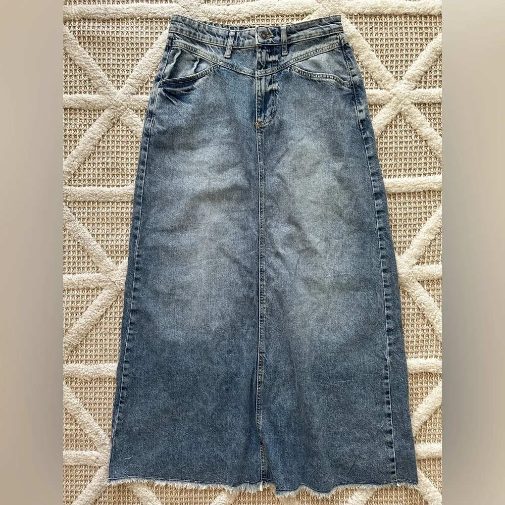 Free People We The Free Come As You Are Denim Maxi Skirt